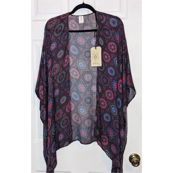 Satva Akula Eastern Tile Ocean Depths Kimono M/L - Picture 2 of 13